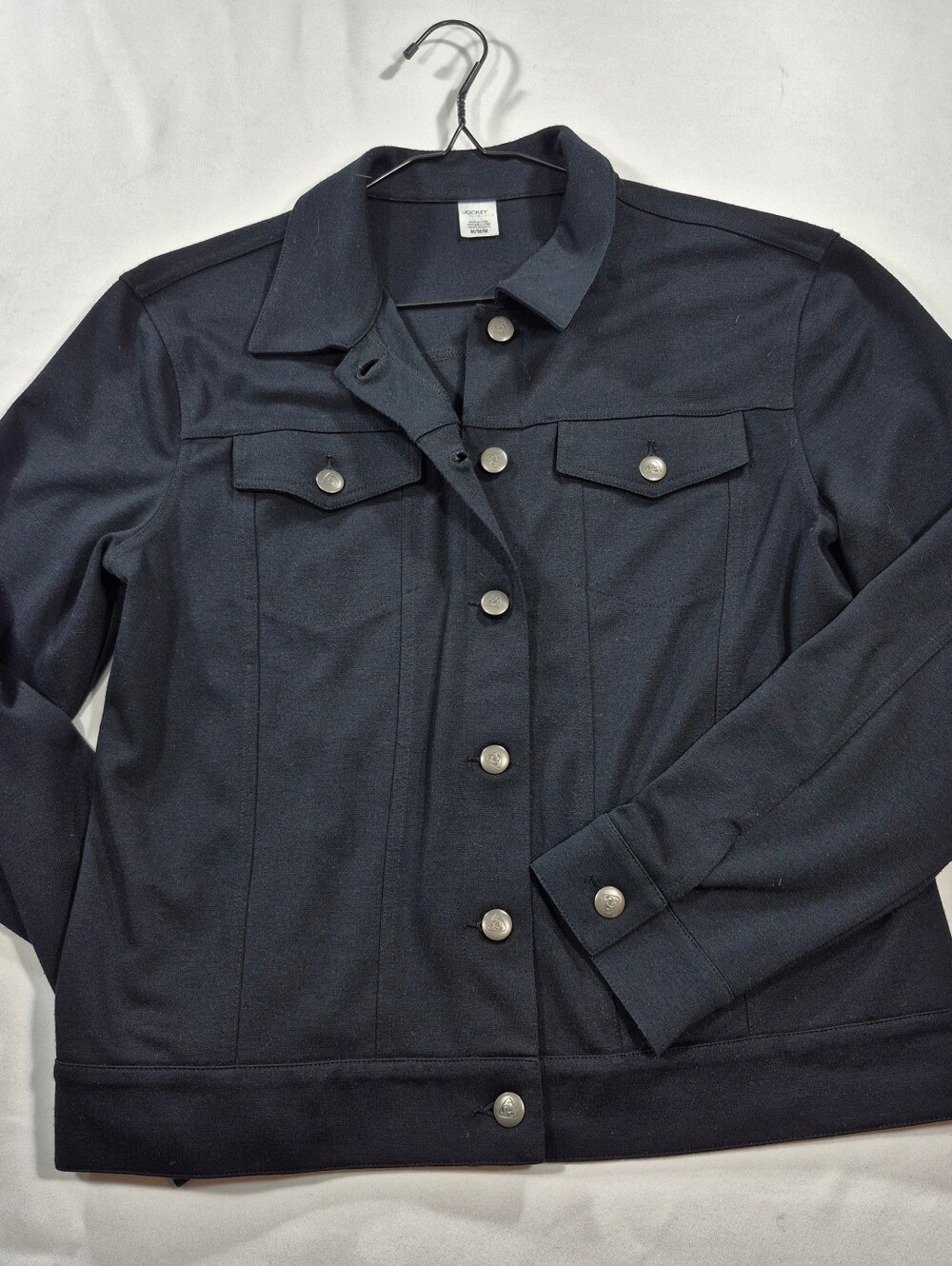 Jockey Black Button-Front Cotton Jacket